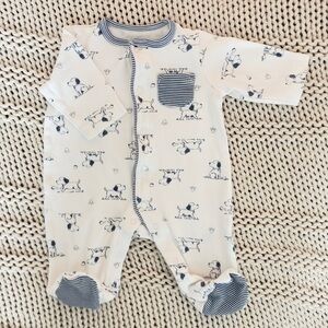 Little Me Puppy Toile Footed 100% Cotton One-Piece Newborn